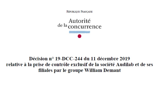 L’Autorité de la concurrence met en ligne sa décision concernant la prise de contrôle d’Audilab par Demant