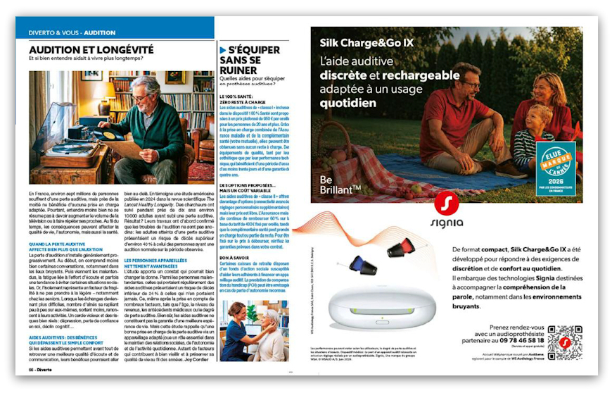 Signia s'adresse au grand public dans le magazine Diverto