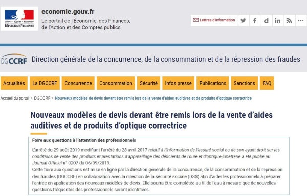 FAQ DGCCRF sur le devis normalisé