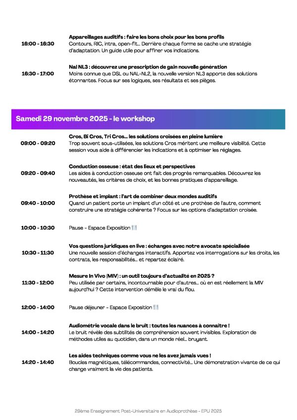 Un nouveau format "Workshop" à l’EPU