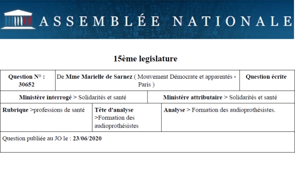 La députée Marielle de Sarnez réclame à son tour « un cadre professionnel rénové » pour les audioprothésistes