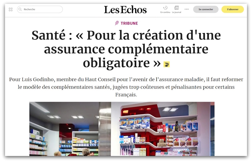 Luis Godinho prend position sur les complémentaires santé dans Les Echos