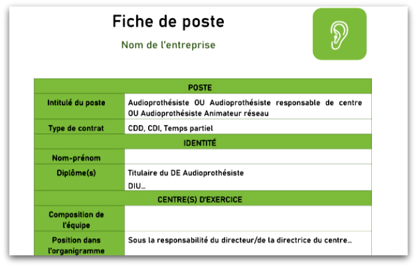 La fiche de poste : outil-clé pour fidéliser et recruter dans les centres  auditifs - L'Ouïe Magazine