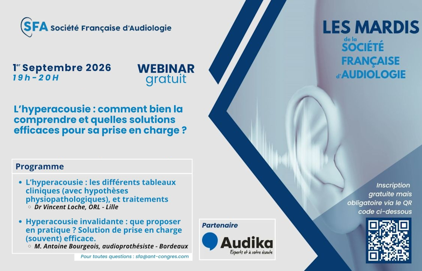 Webinaire de la SFA sur l’hyperacousie, c’est demain !